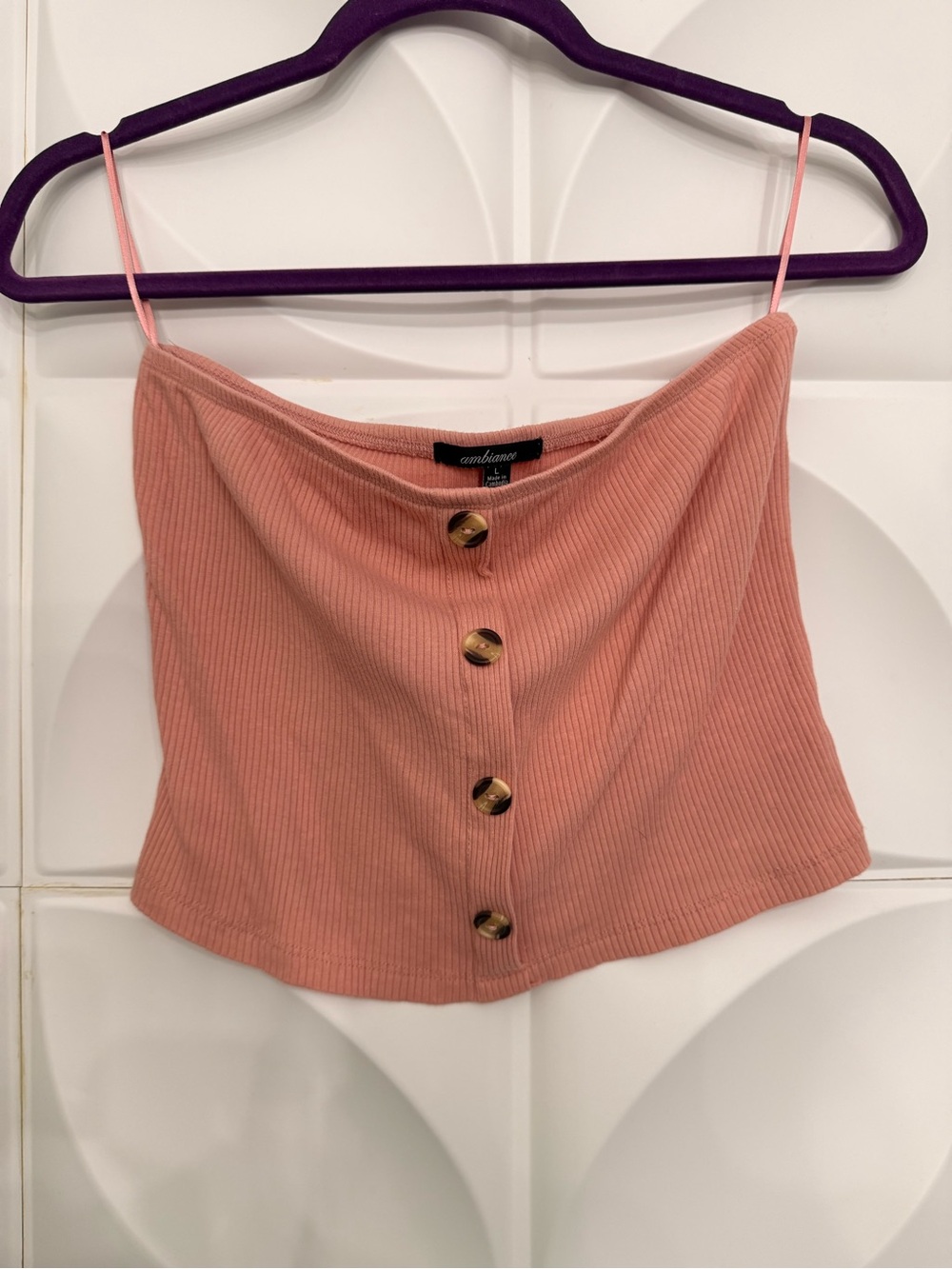 Ambiance Ribbed Button-Front Tube Top - Picture 3 of 4
